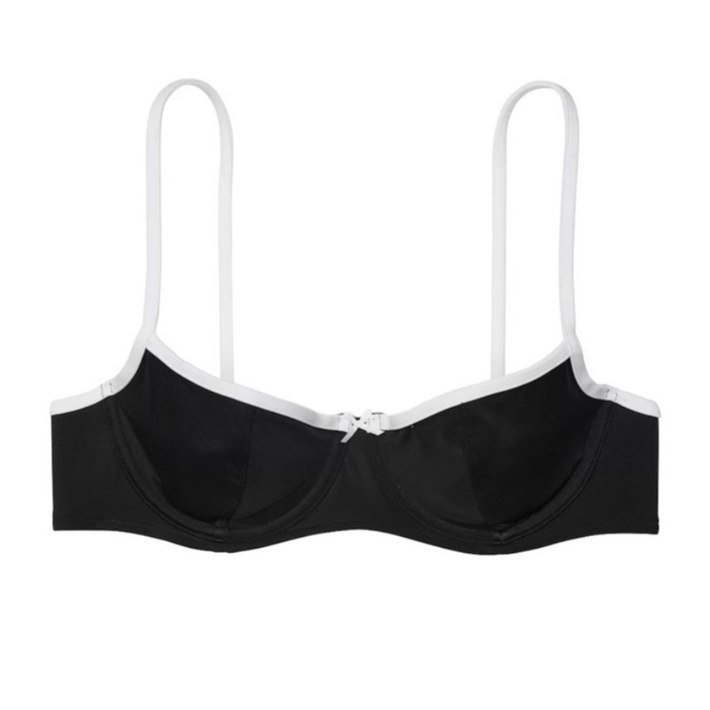 Pink By Frankies Bikinis Buttercup Bikini Top Swim Top Black White S